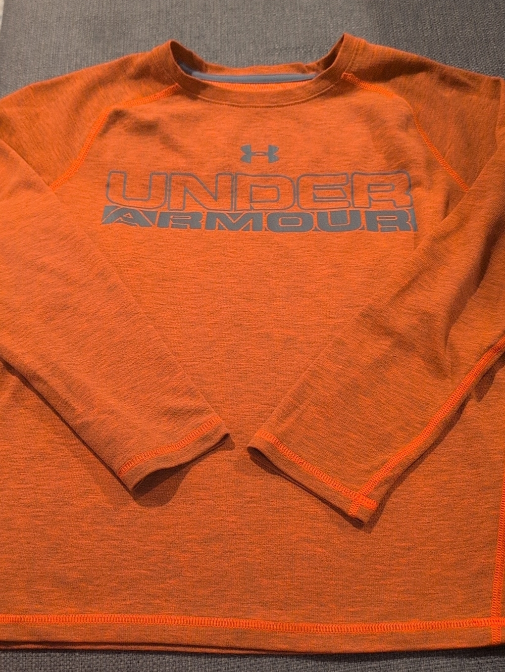 Under Armour Orange Long-Sleeve Logo Crew Athletic Shirt